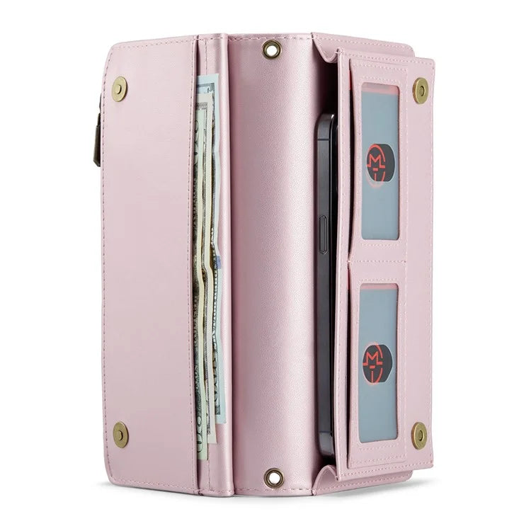 CASEME Me10 Crossbody Bag for 4.0-6.7'' Phone Zipper Wallet Purses Leather Case with 12-Card Holder