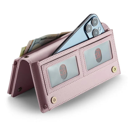 CASEME Me10 Crossbody Bag for 4.0-6.7'' Phone Zipper Wallet Purses Leather Case with 12-Card Holder