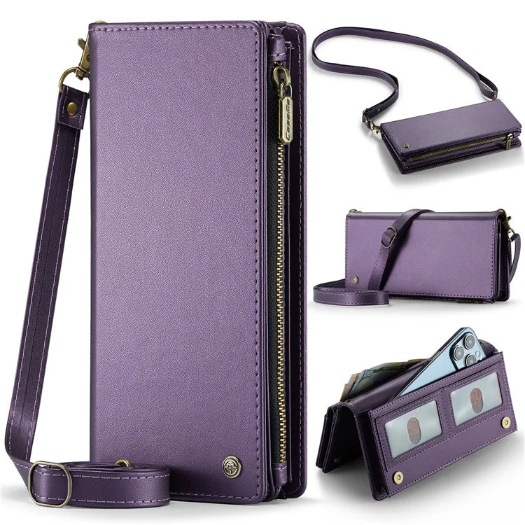 CASEME Me10 Crossbody Bag for 4.0-6.7'' Phone Zipper Wallet Purses Leather Case with 12-Card Holder