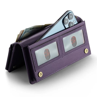CASEME Me10 Crossbody Bag for 4.0-6.7'' Phone Zipper Wallet Purses Leather Case with 12-Card Holder