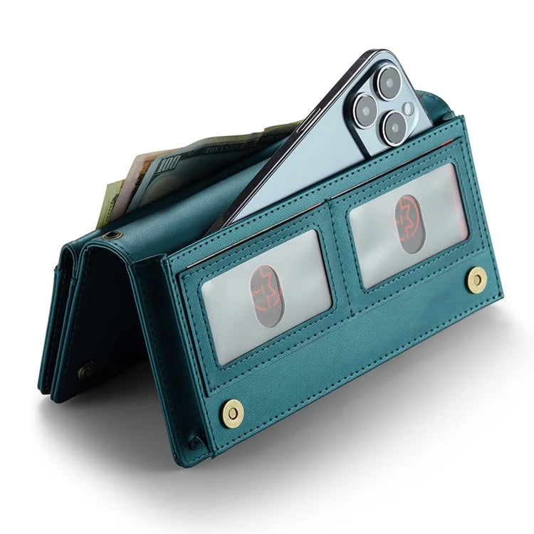 CASEME Me10 Crossbody Bag for 4.0-6.7'' Phone Zipper Wallet Purses Leather Case with 12-Card Holder