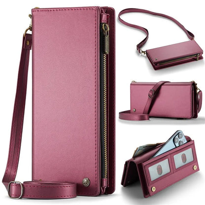 CASEME Me10 Crossbody Bag for 4.0-6.7'' Phone Zipper Wallet Purses Leather Case with 12-Card Holder