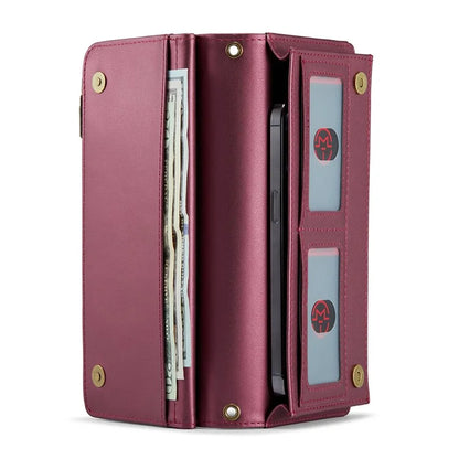 CASEME Me10 Crossbody Bag for 4.0-6.7'' Phone Zipper Wallet Purses Leather Case with 12-Card Holder