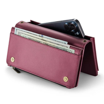 CASEME Me10 Crossbody Bag for 4.0-6.7'' Phone Zipper Wallet Purses Leather Case with 12-Card Holder