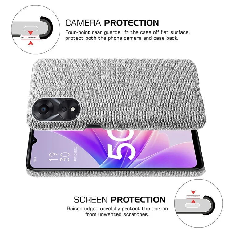 For Oppo A38 4G / A18 4G Case Cloth+Hard PC Anti-scratch Phone Back Cover