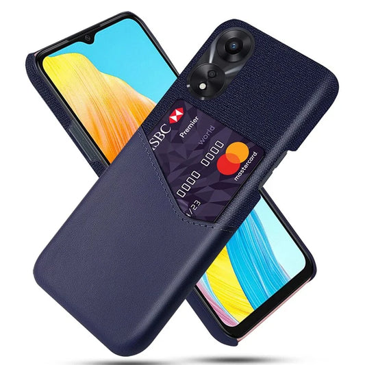 For Oppo A38 4G / A18 4G Case PU Leather Card Slot Cloth Texture PC Phone Cover