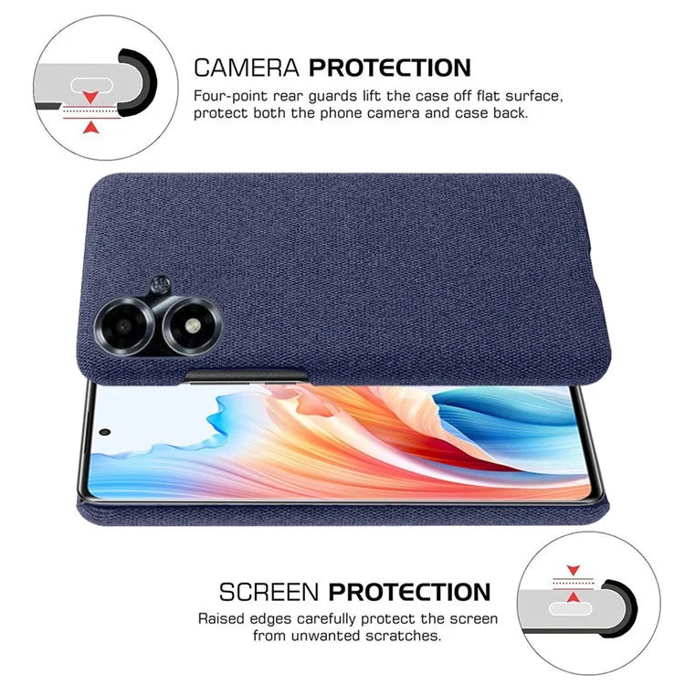For Oppo A2m 5G Case Shockproof Solid Color Cloth+PC Phone Back Cover