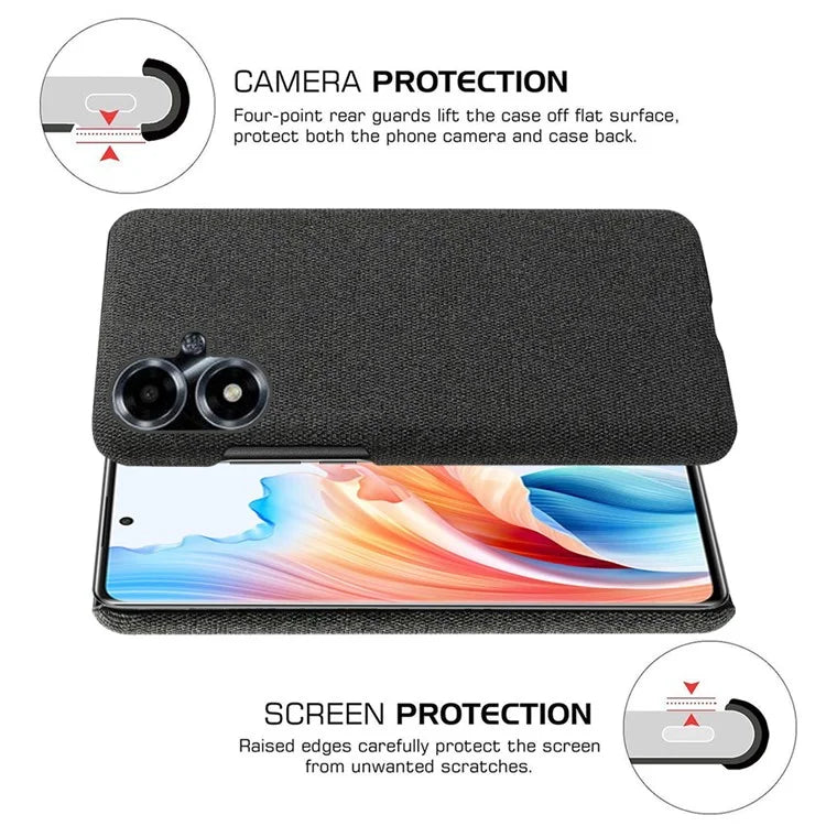 For Oppo A2m 5G Case Shockproof Solid Color Cloth+PC Phone Back Cover