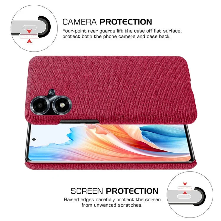 For Oppo A2m 5G Case Shockproof Solid Color Cloth+PC Phone Back Cover
