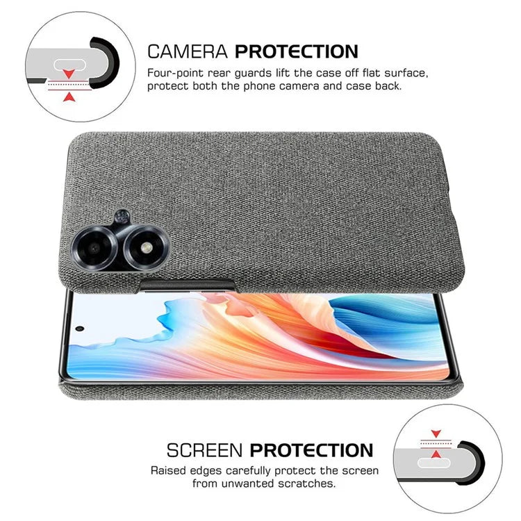 For Oppo A2m 5G Case Shockproof Solid Color Cloth+PC Phone Back Cover
