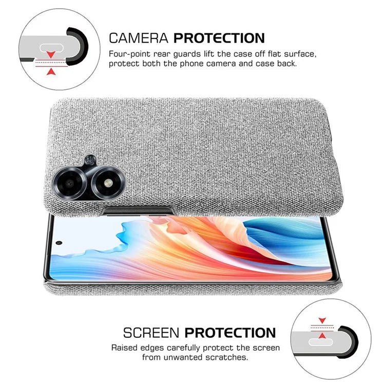 For Oppo A2m 5G Case Shockproof Solid Color Cloth+PC Phone Back Cover