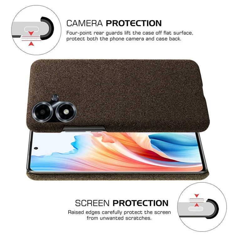 For Oppo A2m 5G Case Shockproof Solid Color Cloth+PC Phone Back Cover