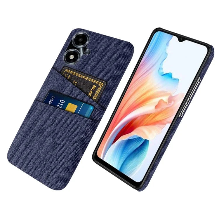 For Oppo A2m 5G Phone Case PC+Cloth Cover Shockproof Back Shell with Dual Card Slots