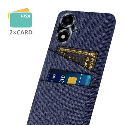 For Oppo A2m 5G Phone Case PC+Cloth Cover Shockproof Back Shell with Dual Card Slots