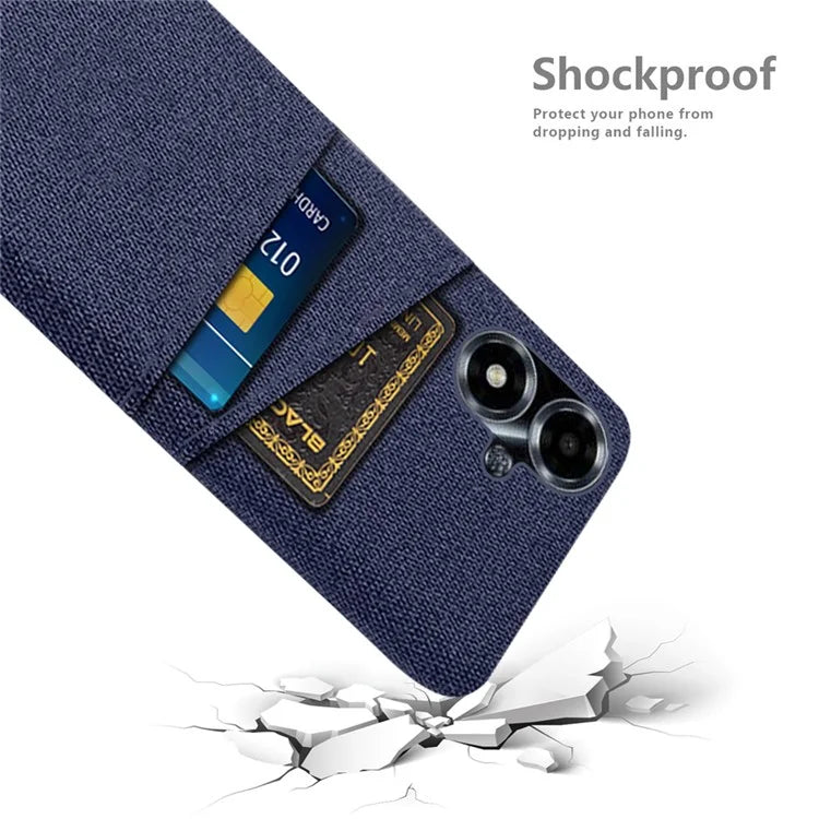 For Oppo A2m 5G Phone Case PC+Cloth Cover Shockproof Back Shell with Dual Card Slots