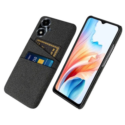 For Oppo A2m 5G Phone Case PC+Cloth Cover Shockproof Back Shell with Dual Card Slots