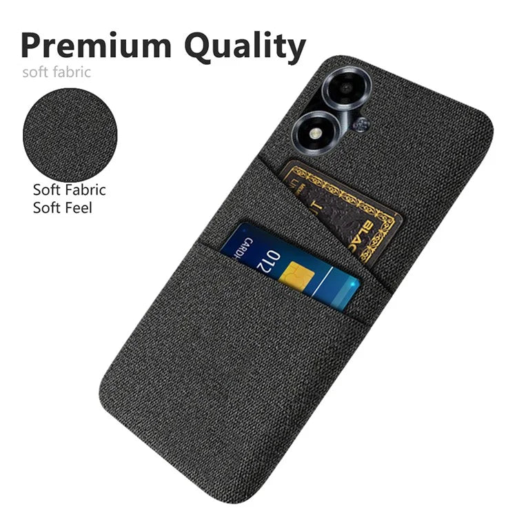 For Oppo A2m 5G Phone Case PC+Cloth Cover Shockproof Back Shell with Dual Card Slots