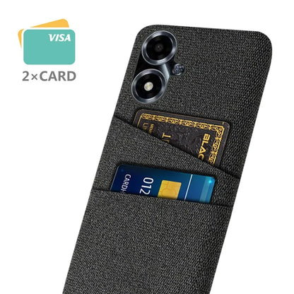For Oppo A2m 5G Phone Case PC+Cloth Cover Shockproof Back Shell with Dual Card Slots