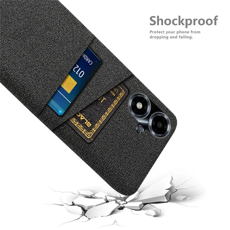 For Oppo A2m 5G Phone Case PC+Cloth Cover Shockproof Back Shell with Dual Card Slots