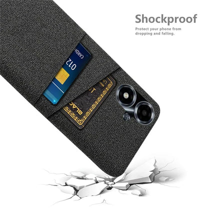 For Oppo A2m 5G Phone Case PC+Cloth Cover Shockproof Back Shell with Dual Card Slots