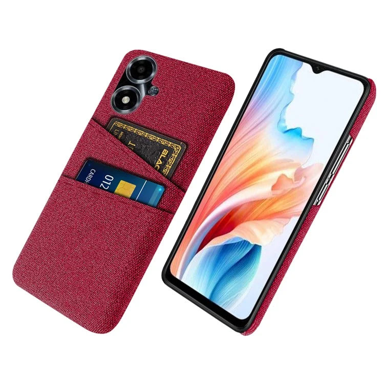 For Oppo A2m 5G Phone Case PC+Cloth Cover Shockproof Back Shell with Dual Card Slots