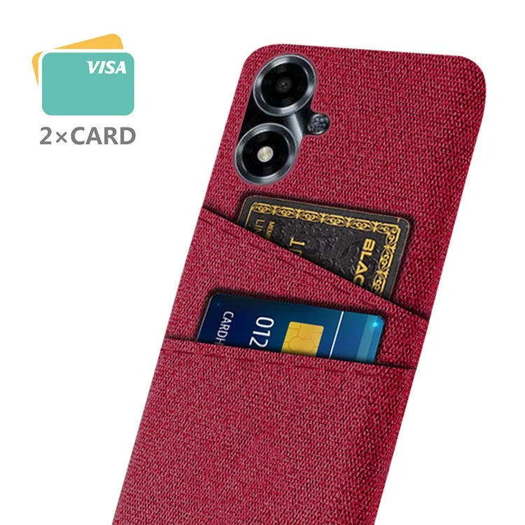 For Oppo A2m 5G Phone Case PC+Cloth Cover Shockproof Back Shell with Dual Card Slots