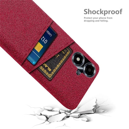 For Oppo A2m 5G Phone Case PC+Cloth Cover Shockproof Back Shell with Dual Card Slots