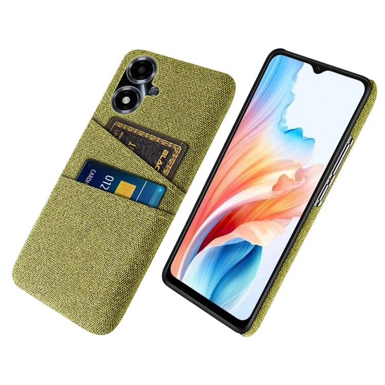 For Oppo A2m 5G Phone Case PC+Cloth Cover Shockproof Back Shell with Dual Card Slots