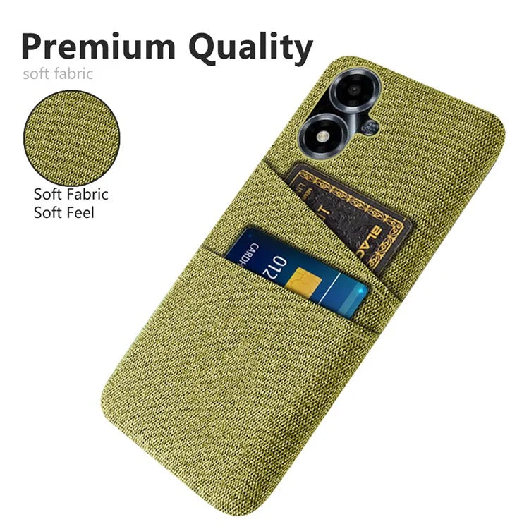 For Oppo A2m 5G Phone Case PC+Cloth Cover Shockproof Back Shell with Dual Card Slots