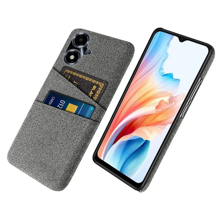 For Oppo A2m 5G Phone Case PC+Cloth Cover Shockproof Back Shell with Dual Card Slots