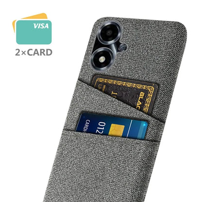 For Oppo A2m 5G Phone Case PC+Cloth Cover Shockproof Back Shell with Dual Card Slots
