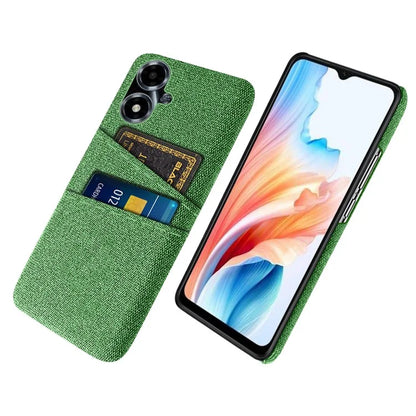 For Oppo A2m 5G Phone Case PC+Cloth Cover Shockproof Back Shell with Dual Card Slots