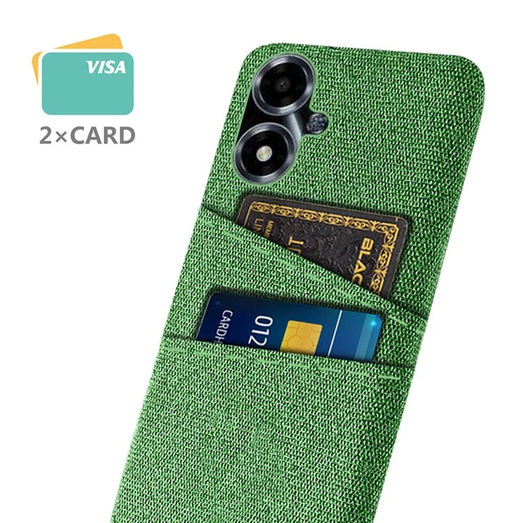 For Oppo A2m 5G Phone Case PC+Cloth Cover Shockproof Back Shell with Dual Card Slots