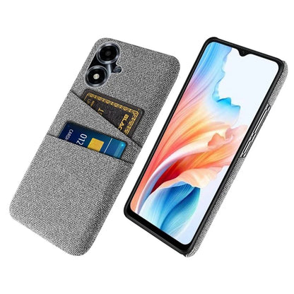 For Oppo A2m 5G Phone Case PC+Cloth Cover Shockproof Back Shell with Dual Card Slots