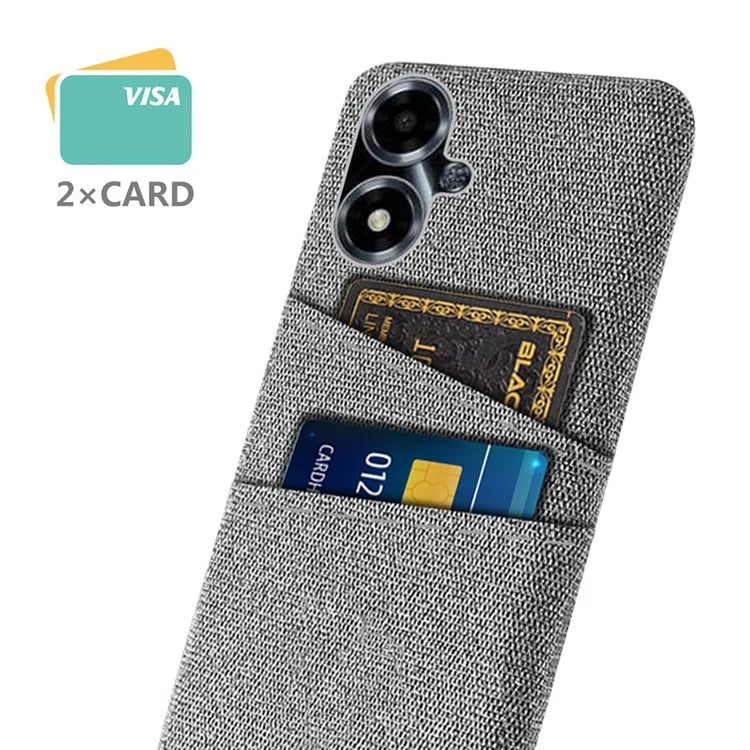 For Oppo A2m 5G Phone Case PC+Cloth Cover Shockproof Back Shell with Dual Card Slots