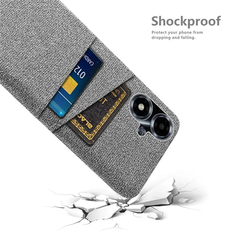For Oppo A2m 5G Phone Case PC+Cloth Cover Shockproof Back Shell with Dual Card Slots