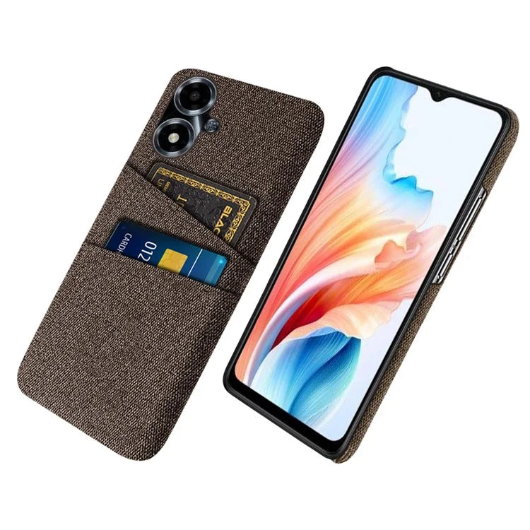 For Oppo A2m 5G Phone Case PC+Cloth Cover Shockproof Back Shell with Dual Card Slots