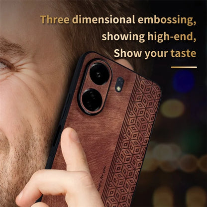 AZNS For Xiaomi Redmi 13C 4G / Poco C65 4G Case Anti-fall PU Leather+TPU Imprint Phone Cover