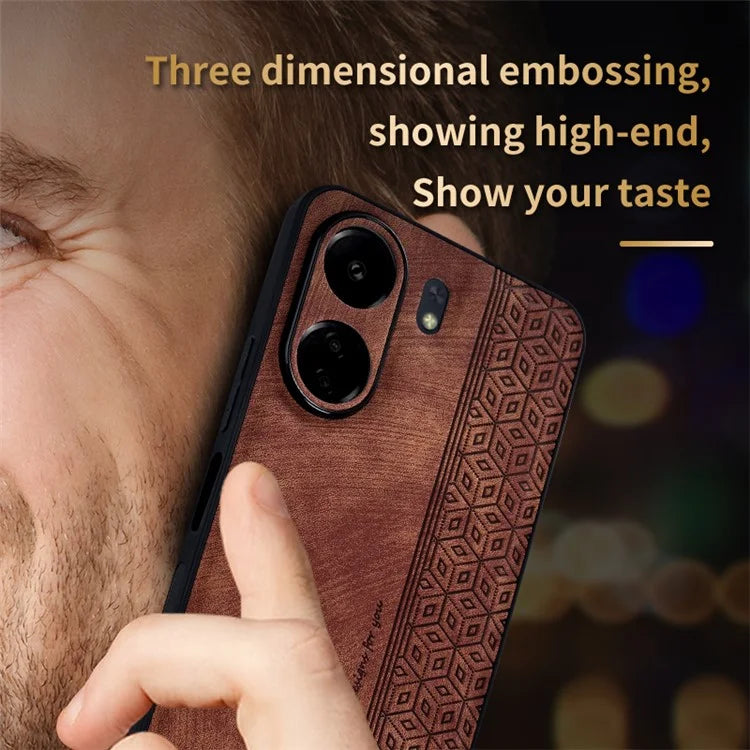 AZNS For Xiaomi Redmi 13C 4G / Poco C65 4G Case Anti-fall PU Leather+TPU Imprint Phone Cover