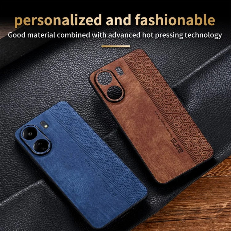 AZNS For Xiaomi Redmi 13C 4G / Poco C65 4G Case Anti-fall PU Leather+TPU Imprint Phone Cover