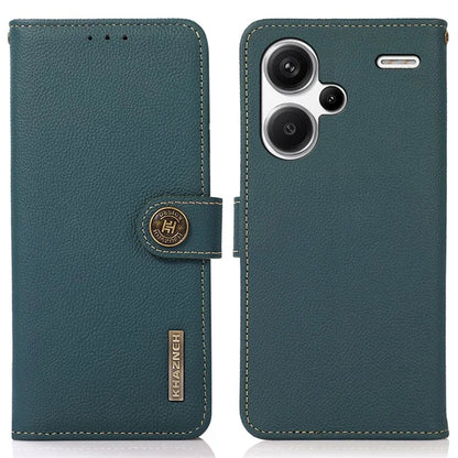 KHAZNEH For Xiaomi Redmi Note 13 Pro+ 5G Cell Phone Case Genuine Cow Leather Wallet Stand Protective Cover