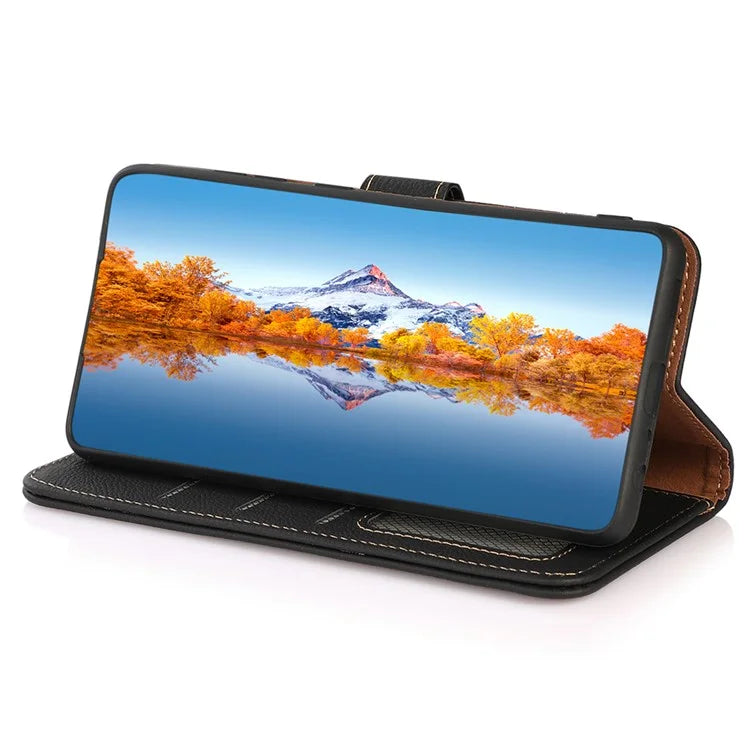 KHAZNEH For Xiaomi Redmi Note 13 Pro+ 5G Cell Phone Case Genuine Cow Leather Wallet Stand Protective Cover