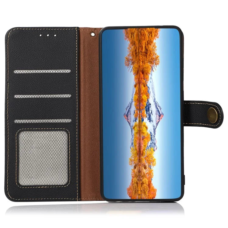 KHAZNEH For Xiaomi Redmi Note 13 Pro+ 5G Cell Phone Case Genuine Cow Leather Wallet Stand Protective Cover