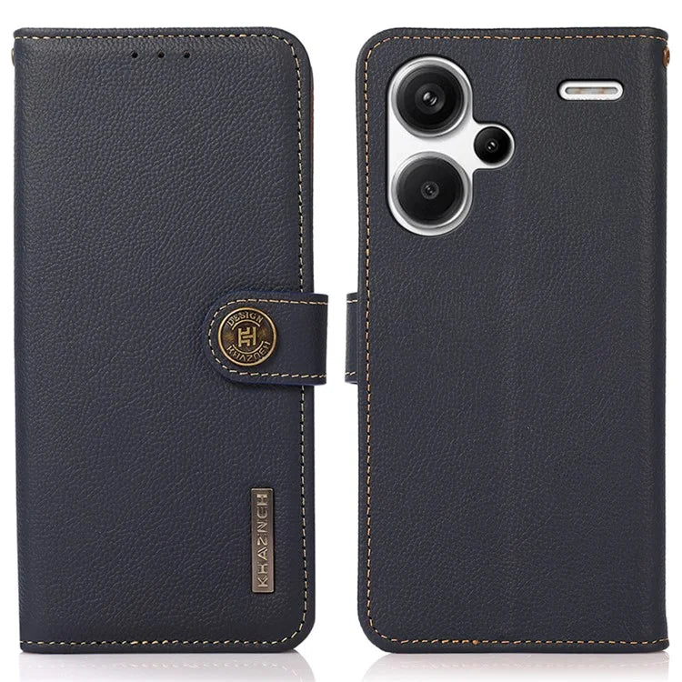 KHAZNEH For Xiaomi Redmi Note 13 Pro+ 5G Cell Phone Case Genuine Cow Leather Wallet Stand Protective Cover