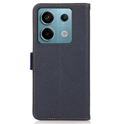 KHAZNEH For Xiaomi Redmi Note 13 5G / 13 5G (China) Phone Case RFID Blocking Genuine Cow Leather Cover