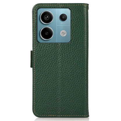 KHAZNEH For Xiaomi Redmi Note 13 5G / 13 5G (China) Phone Case RFID Blocking Genuine Cow Leather Cover