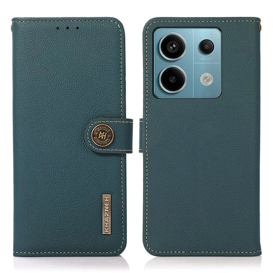 KHAZNEH For Xiaomi Redmi Note 13 5G / 13 5G (China) Case Wallet Stand Genuine Cow Leather Smartphone Cover
