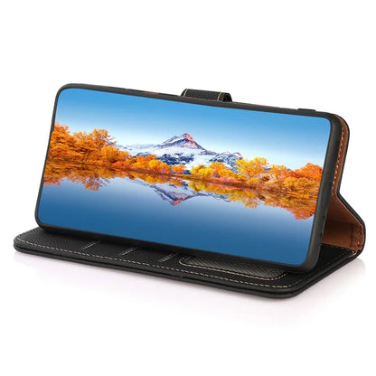 KHAZNEH For Xiaomi Redmi Note 13 Pro 5G / Poco X6 5G Case RFID Blocking Genuine Cow Leather Card Slot Phone Cover