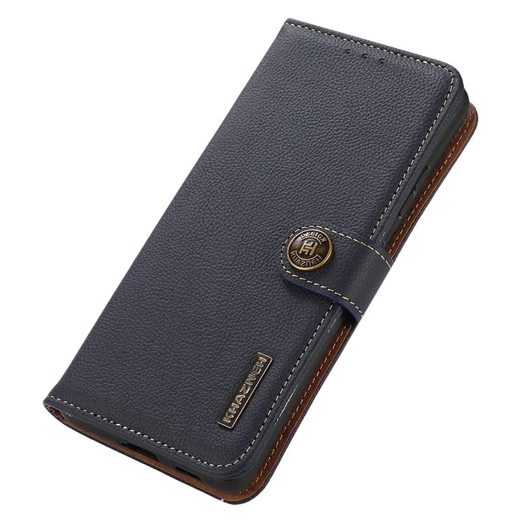 KHAZNEH For Xiaomi Redmi Note 13 Pro 5G / Poco X6 5G Case RFID Blocking Genuine Cow Leather Card Slot Phone Cover