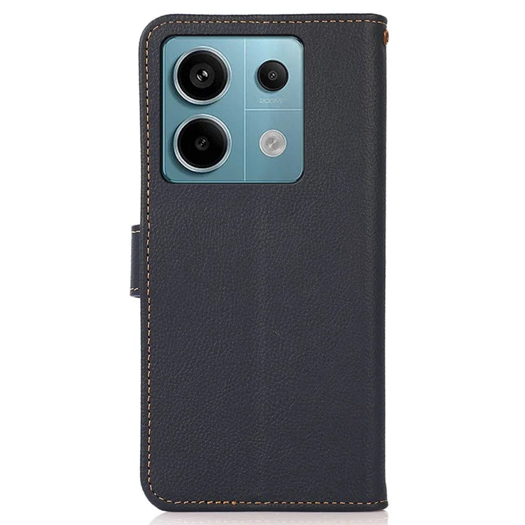 KHAZNEH For Xiaomi Redmi Note 13 Pro 5G / Poco X6 5G Case RFID Blocking Genuine Cow Leather Card Slot Phone Cover